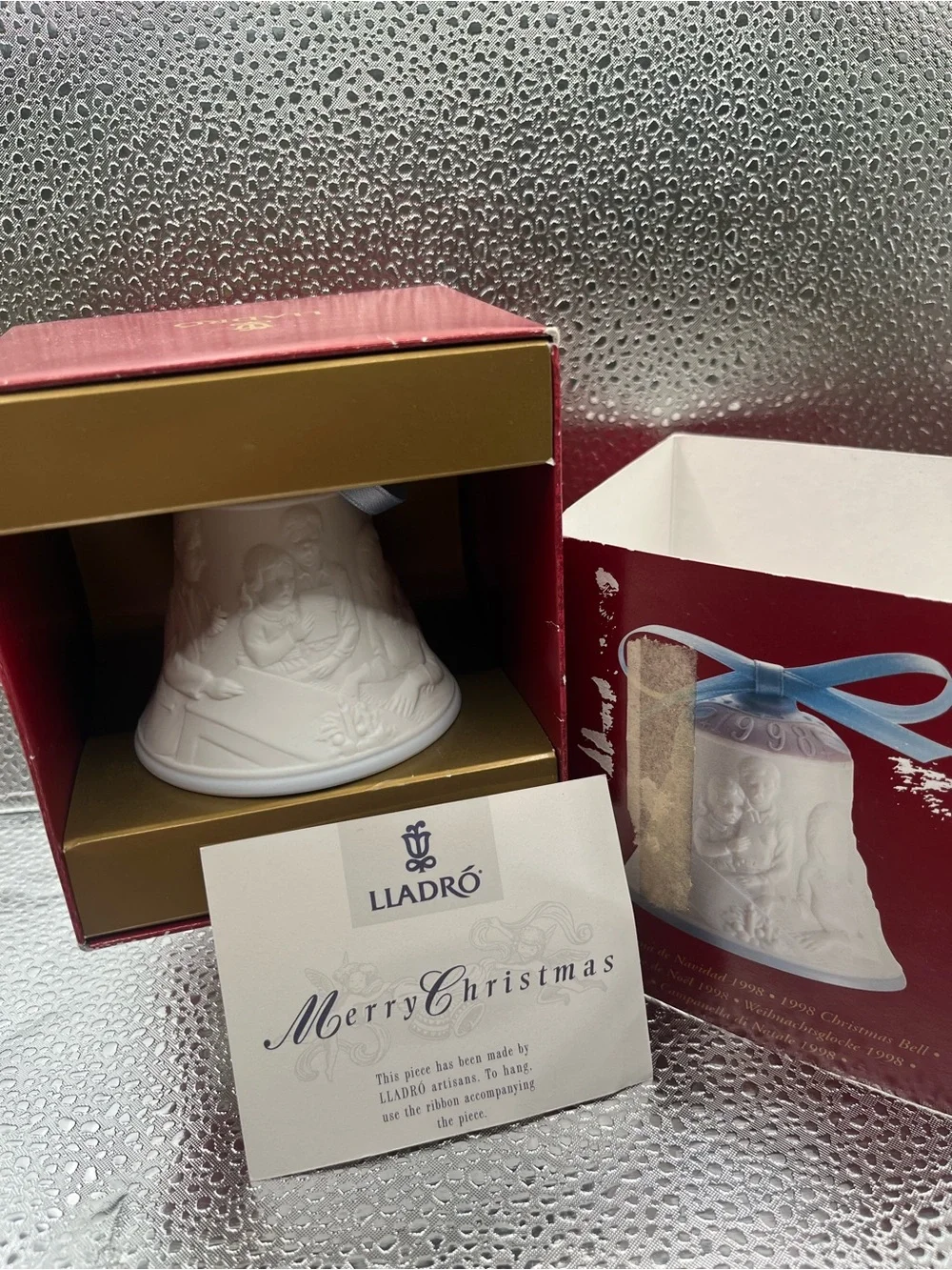 1998 LLADRO Christmas White Porcelain Bell Ornament with Box